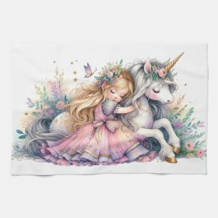 Princess Unicorn Pastel Fairytale Fantasy Kitchen Towel