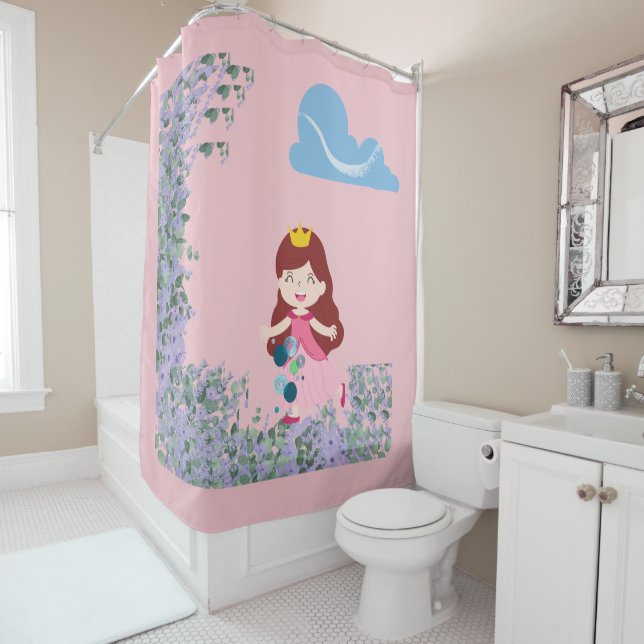 Princess Water Bubbles Shower Cloth - Pink (In Situ)