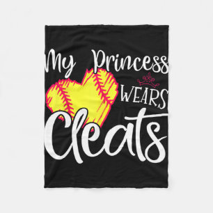 Princess Wears Cleats Softball Mom Dad Baseball Pl Fleece Blanket