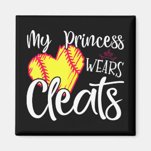 Princess Wears Cleats Softball Mom Dad Baseball Pl Magnet