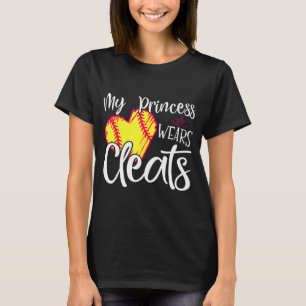 Princess Wears Cleats Softball Mom Dad Baseball Pl T-Shirt
