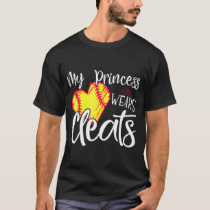 Princess Wears Cleats Softball Mom Dad Baseball Pl T-Shirt