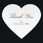 Princess White Damask Storybook Elegant Wedding Heart Sticker<br><div class="desc">Customize with any text or leave blank.</div>