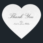 Princess White Damask Storybook Elegant Wedding Heart Sticker<br><div class="desc">Customize with any text or leave blank.</div>