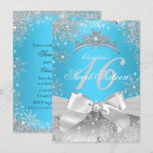 Princess Winter Wonderland Blue Sweet 16 Invitation