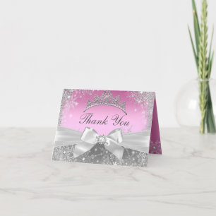 Princess Winter Wonderland Pink Thank You Card