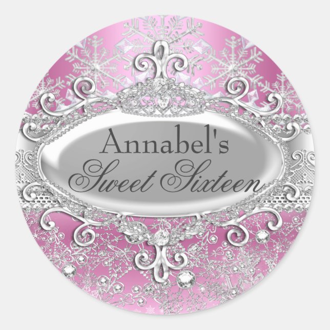 Princess Winter Wonderland Sweet 16 Sticker (Front)