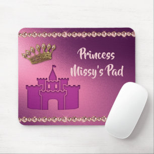 Princess with Castle, Crown & Jewels Personalize Mouse Pad