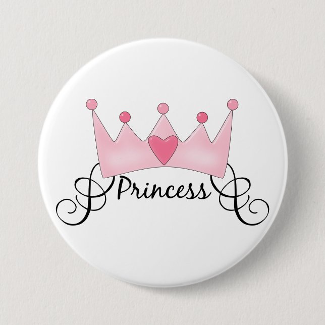 Princess With Crown - Customizable 3 Inch Round Button (Front)