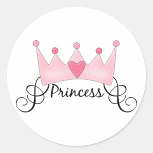 Princess With Crown - Customizable Classic Round Sticker