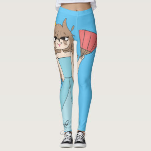 Princess with Fan Cute Drawing Leggings