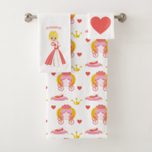 Princess with Hearts Personalized Bath Towel Set