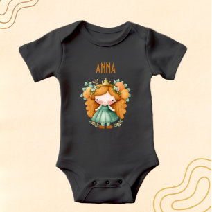 Princess with oranges and flowers baby bodysuit