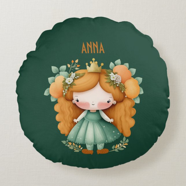 Princess with oranges and flowers round pillow (Front)