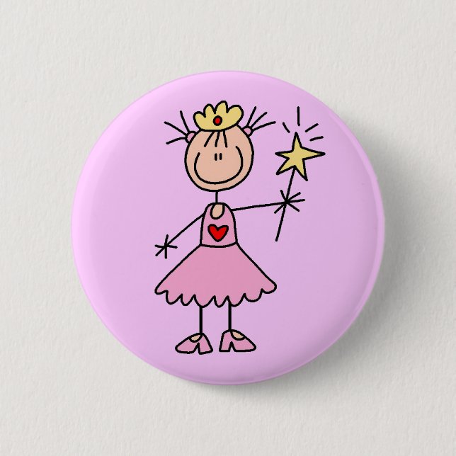 Princess With Wand 2 Inch Round Button (Front)