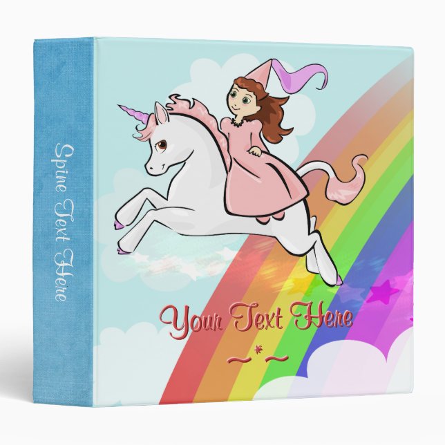 Princess with White Unicorn Binder (Front/Spine)