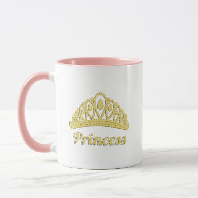 Princess Word Art Golden Crown Gorgeous Mug (Left)