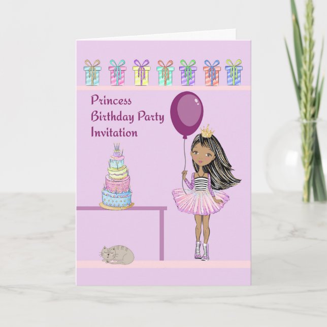 Princesse Anniversaire Invitation de fête Peau fon (Devant)