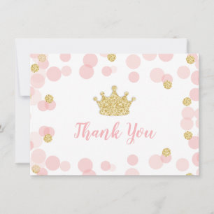 Princesse Anniversaire rose et or Carte de remerci