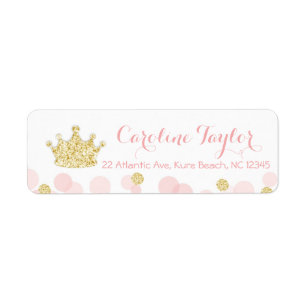Princesse Baby shower Étiquette de adresse or ros