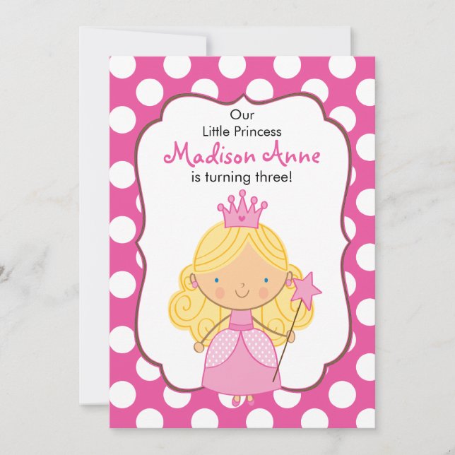Princesse Birthday Invitation Blonde de point de (Devant)