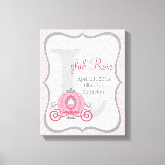 Princesse Carriage en toile rose et gris (Recto)