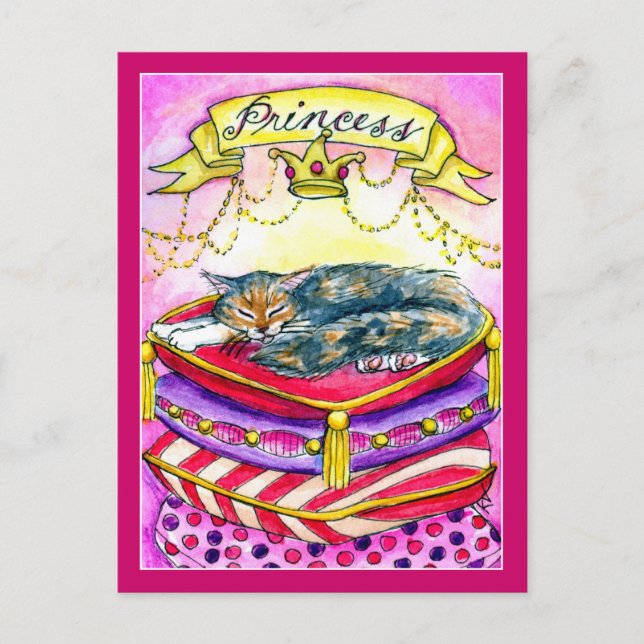 Princesse Chat Kitten en Carte postale rose (Devant)
