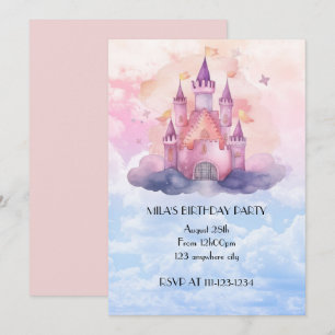 princesse château fille invitation anniversaire