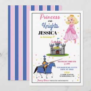 Princesse & Chevalier Partagé Fille Invitations d'