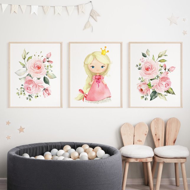 Princesse, Cheveux Blonde, Fleurs Roses, Petite No (Créateur téléchargé)