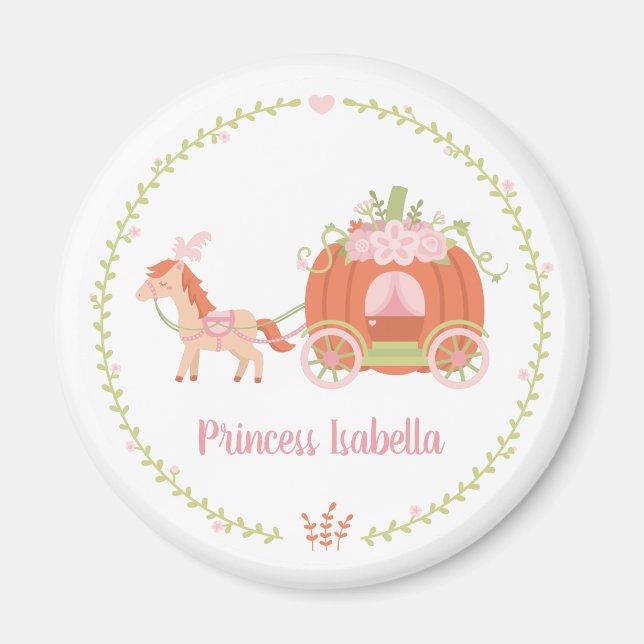 Princesse Citrouille Carriage Floral Wreath Magnet (Devant)