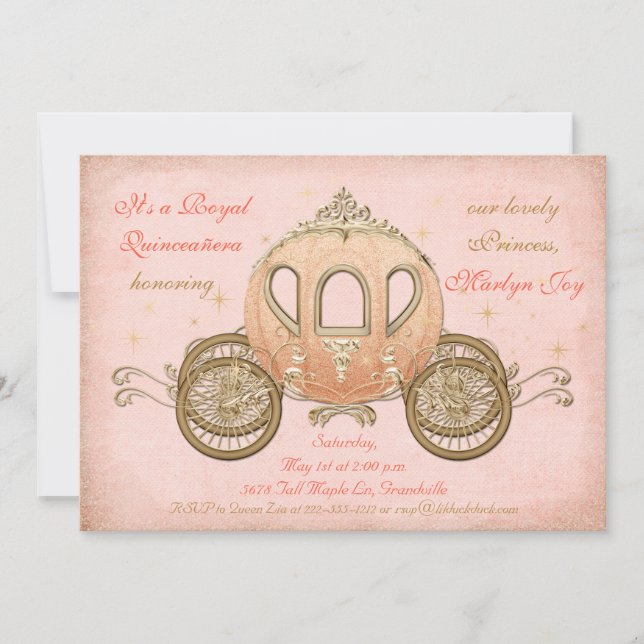 Princesse de corail Quinceanera Invitations de (Devant)