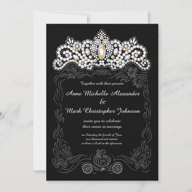 Princesse Diamond Tiara Faire-part de mariage 5 x  (Devant)