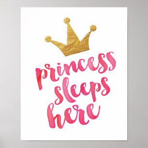 Princesse dort ici affiche pour enfants