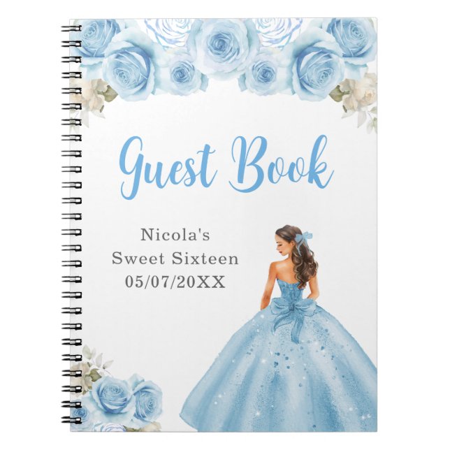 Princesse en Robe Bleue Sweet sixteen livre d'hôte (Devant)