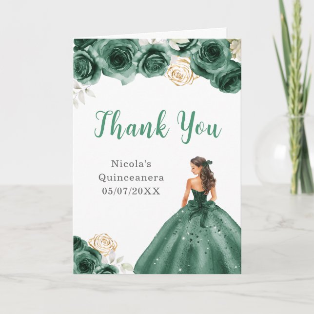 Princesse en Robe Vert foncé Quinceanera Merci (Devant)
