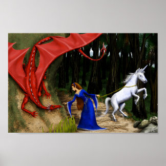 Princesse et le Dragon 12 x 8 Poster