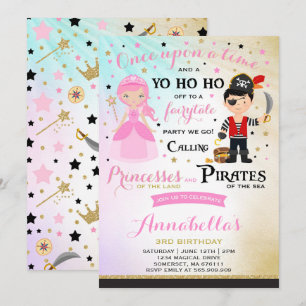 Princesse Et Pirate Invitation Anniversaire