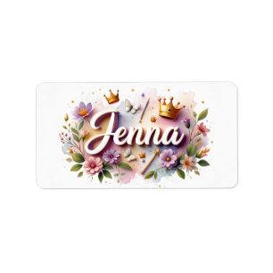 Princesse Floral Nom Étiquettes - Sticker personna