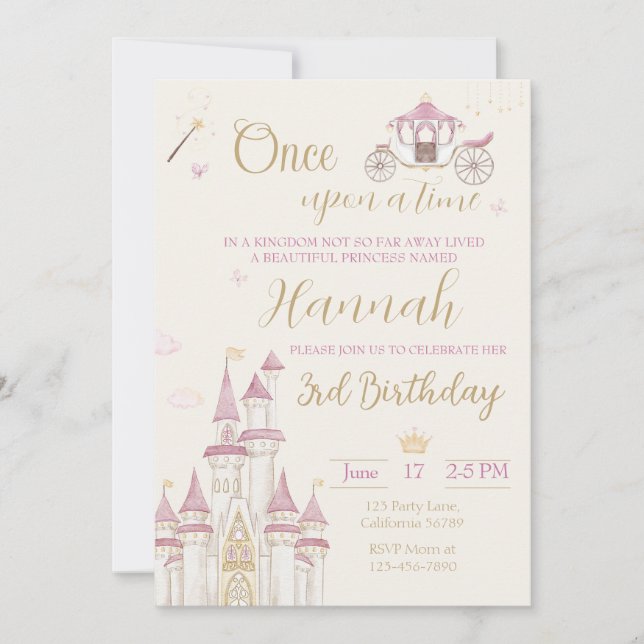 Princesse Invitation Anniversaire Princesse Invita (Devant)