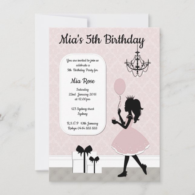 Princesse Invite, invitation de filles de thé (Devant)