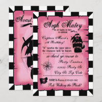 Princesse Pirate Rose Anniversaire, 5x7 Invitation