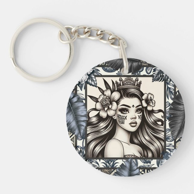 Princesse polynésienne Bleu Floral Tribal (Devant)