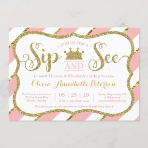 Princesse Sip et voir Baby shower Invitation