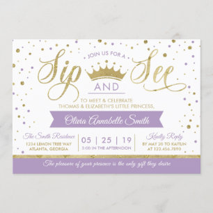 Princesse Sip et voir Baby shower Invitation