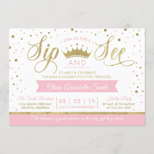 Princesse Sip et voir Baby shower Invitation