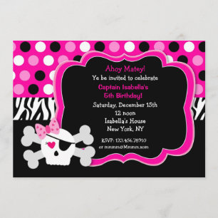 Princesse Skull BIrthday Invitations de pirate