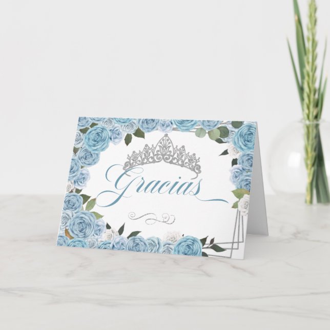 Princesse Tiara Blue Rose Carte de remerciements e (Devant)