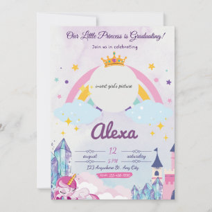 Princesse Unicorn Invitation à la graduation pour 