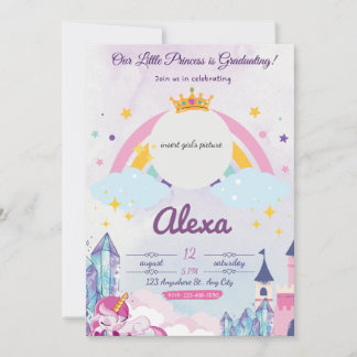 Princesse Unicorn Invitation à la graduation pour 